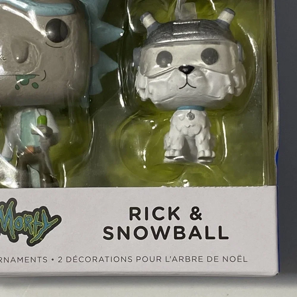 2022 Hallmark Funko Pop! Rick and Morty Rick & Snowball Ornament Set of 2 NEW - Picture 7 of 8